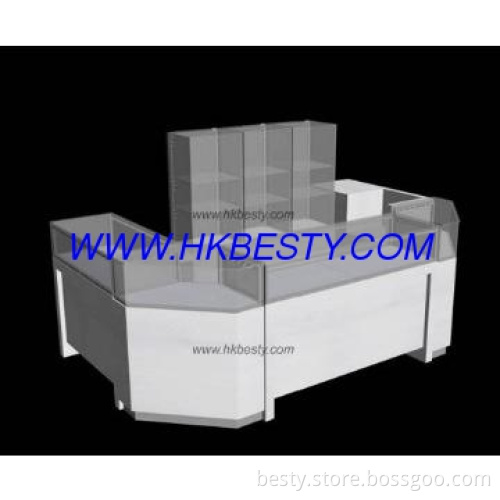 white jewelry display showcase for jewelry shop